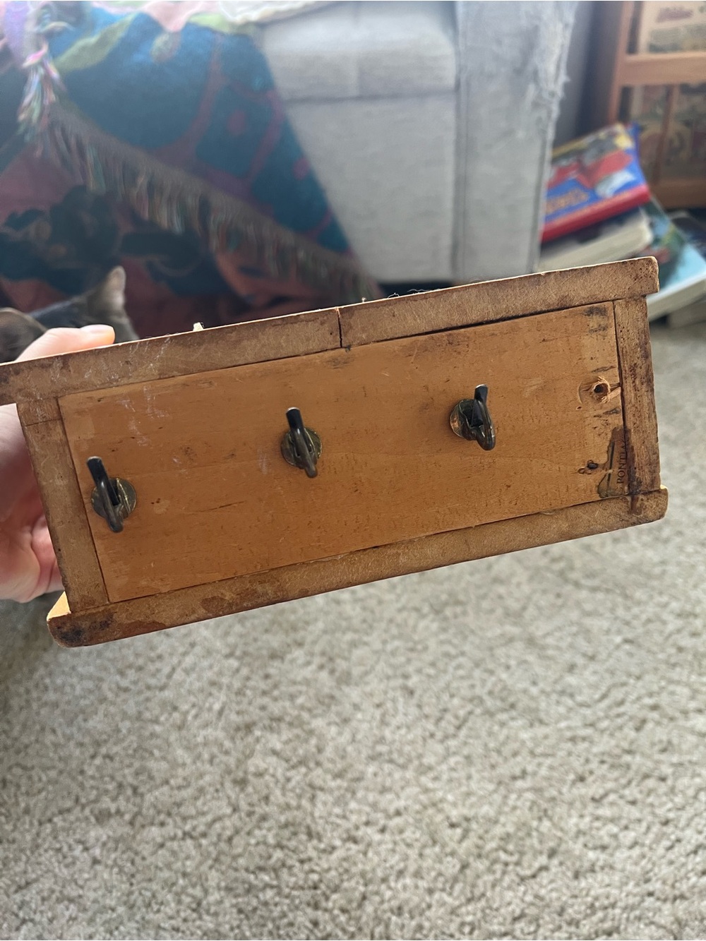 Wooden Wall Mail & Key Holder in Warm Brown - Picture 2 of 6